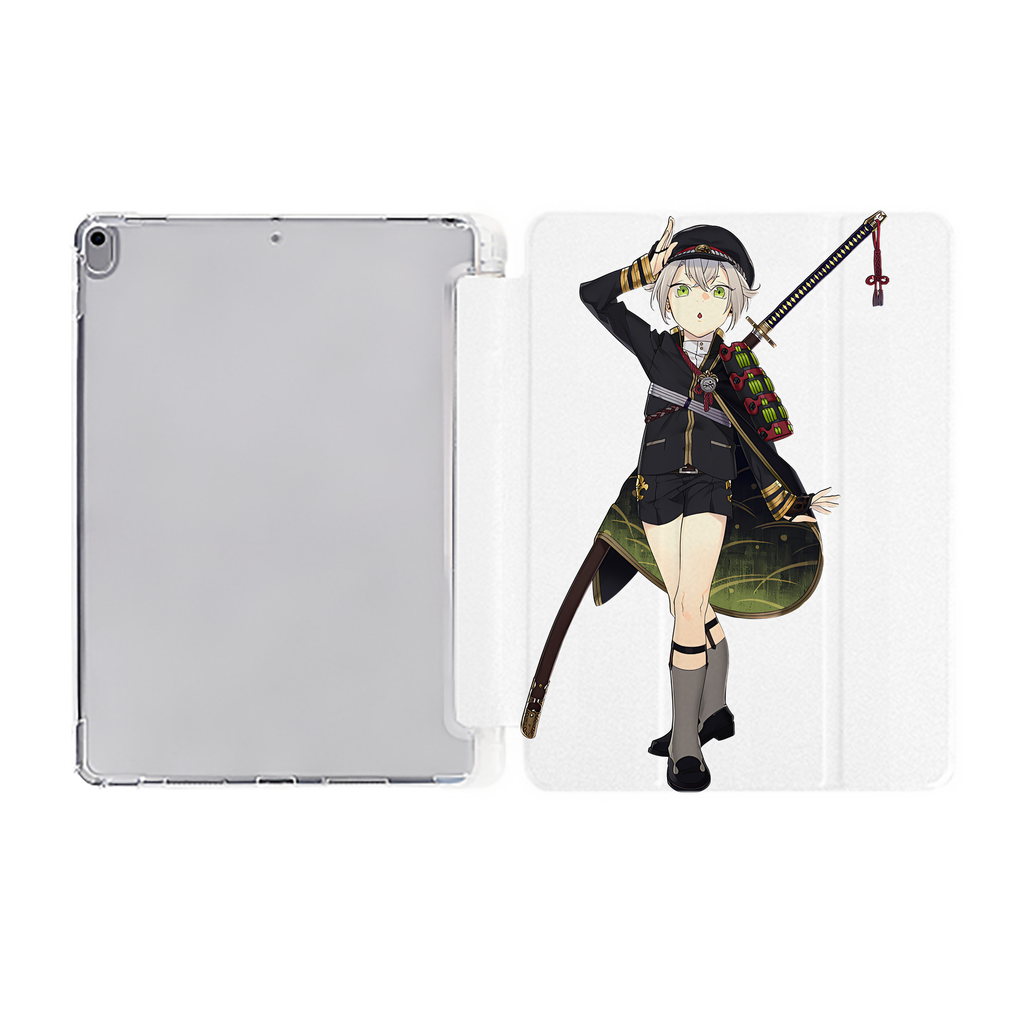 （画像用） 刀剣乱舞 Touken Ranbu IPad ケース ペン収納付き 三つ折りスタンド PUレザー×シリコン 対応機種9.5/10.5/10.9インチ